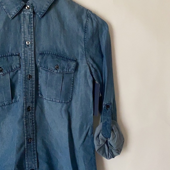 Cremieux Size XS Jade Chambray Women’s Long Sleeves Blouse Denim Jeans - Picture 8 of 15